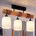 BRILAGI - Pintakiinnitteinen kattovalaisin WOOD GLASS 3xE27/60W/230V mänty/musta/valkoinen
