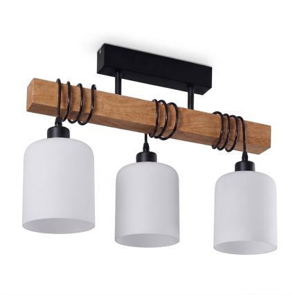BRILAGI - Pintakiinnitteinen kattovalaisin WOOD GLASS 3xE27/60W/230V mänty/musta/valkoinen