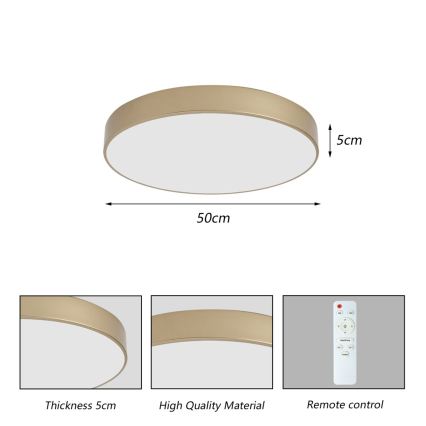 BRILAGI - himmennettävä LED-kattovalaisin POOL LED/60W/230V 3000-6000K, halkaisija 50 cm, kultainen + kaukosäädin