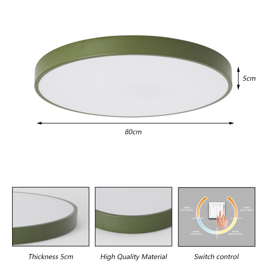 Brilagi - LED-kattovalaisin POOL LED/100W/230V 3000/4000/6000K Ø 80 cm vihreä