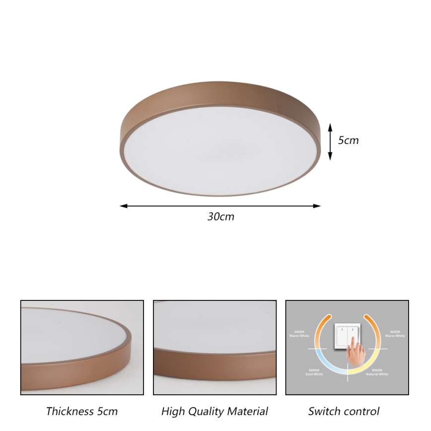 Brilagi - LED-kattovalaisin POOL LED/36W/230V 3000/4000/6000K halkaisija 30 cm ruskea