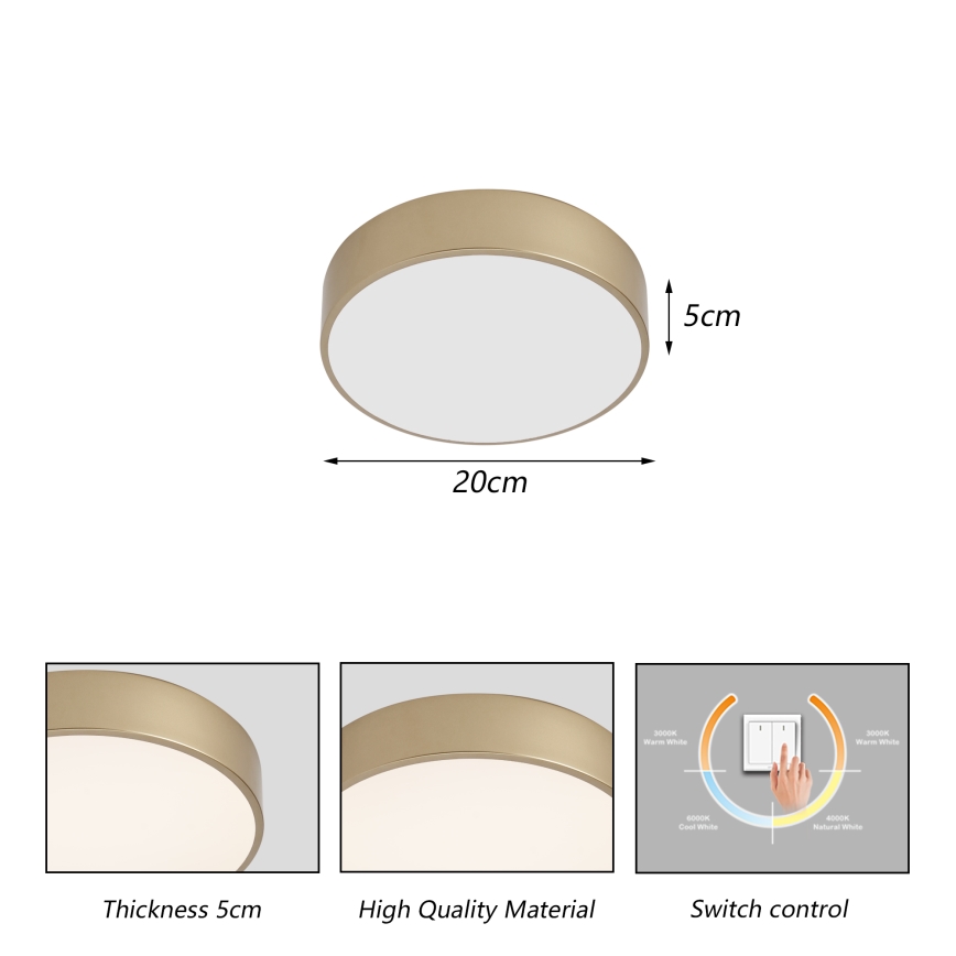 BRILAGI - POOL LED - LED-kattovalaisin 24W/230V 3000/4000/6000K, halkaisija 20 cm, kultainen