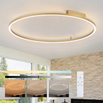 Brilagi - PORTOFINO himmennettävä LED-kattovalaisin 85 W / 230 V, 3000–6000 K, Ø 120 cm, kultainen + kaukosäädin