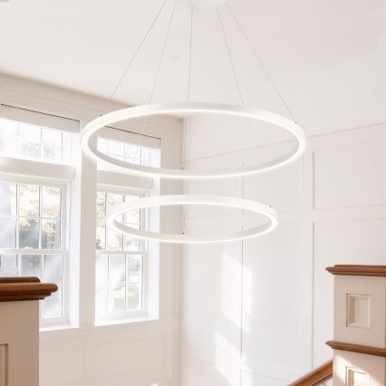 Brilagi - LED himmennettävä riippuvalaisin vaijerilla PORTOFINO LED/98W/230V 3000-6000K halkaisija 80 cm valkoinen + kaukosäädin