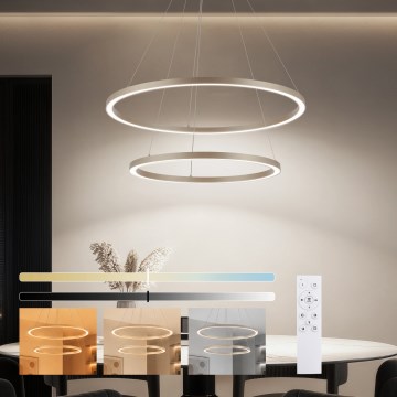 Brilagi - PORTOFINO himmennettävä LED-riippuvalaisin vaijerilla, LED 98W/230V, 3000-6000K, halkaisija 80 cm, beigen sävyinen + kaukosäädin