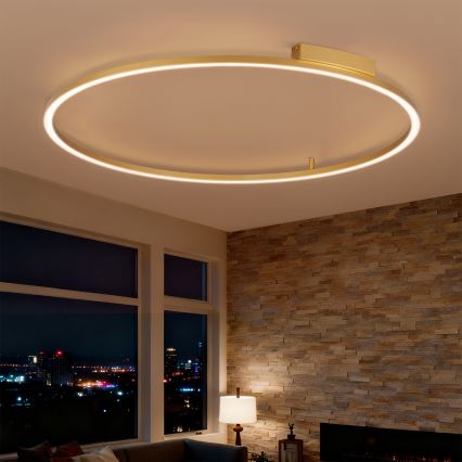 Brilagi - PORTOFINO himmennettävä LED-kattovalaisin 85 W / 230 V, 3000–6000 K, Ø 120 cm, kultainen + kaukosäädin
