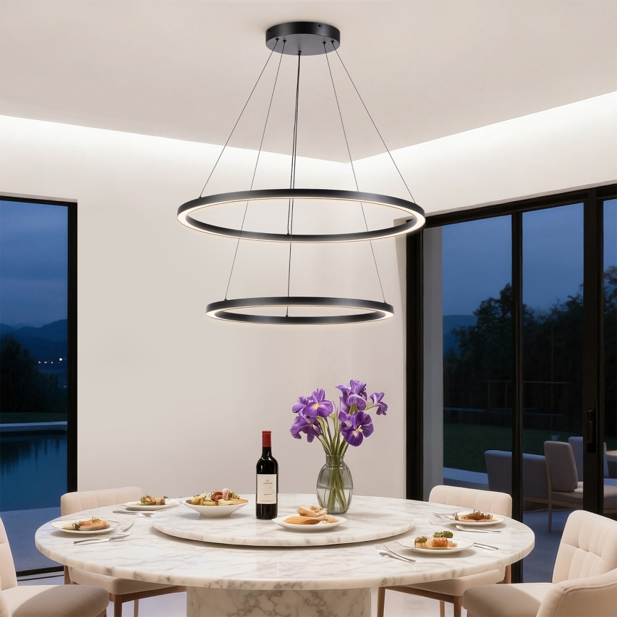 Brilagi - LED himmennettävä riippuvalaisin vaijerilla PORTOFINO LED/98W/230V 3000-6000K halkaisija 80 cm musta + kaukosäädin