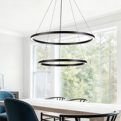 Brilagi - LED himmennettävä riippuvalaisin vaijerilla PORTOFINO LED/98W/230V 3000-6000K halkaisija 80 cm musta + kaukosäädin