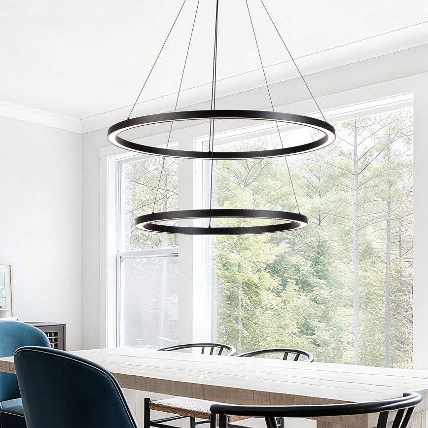 Brilagi - LED himmennettävä riippuvalaisin vaijerilla PORTOFINO LED/98W/230V 3000-6000K halkaisija 80 cm musta + kaukosäädin