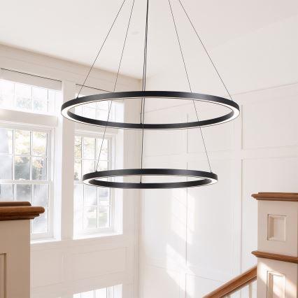 Brilagi - LED himmennettävä riippuvalaisin vaijerilla PORTOFINO LED/98W/230V 3000-6000K halkaisija 80 cm musta + kaukosäädin