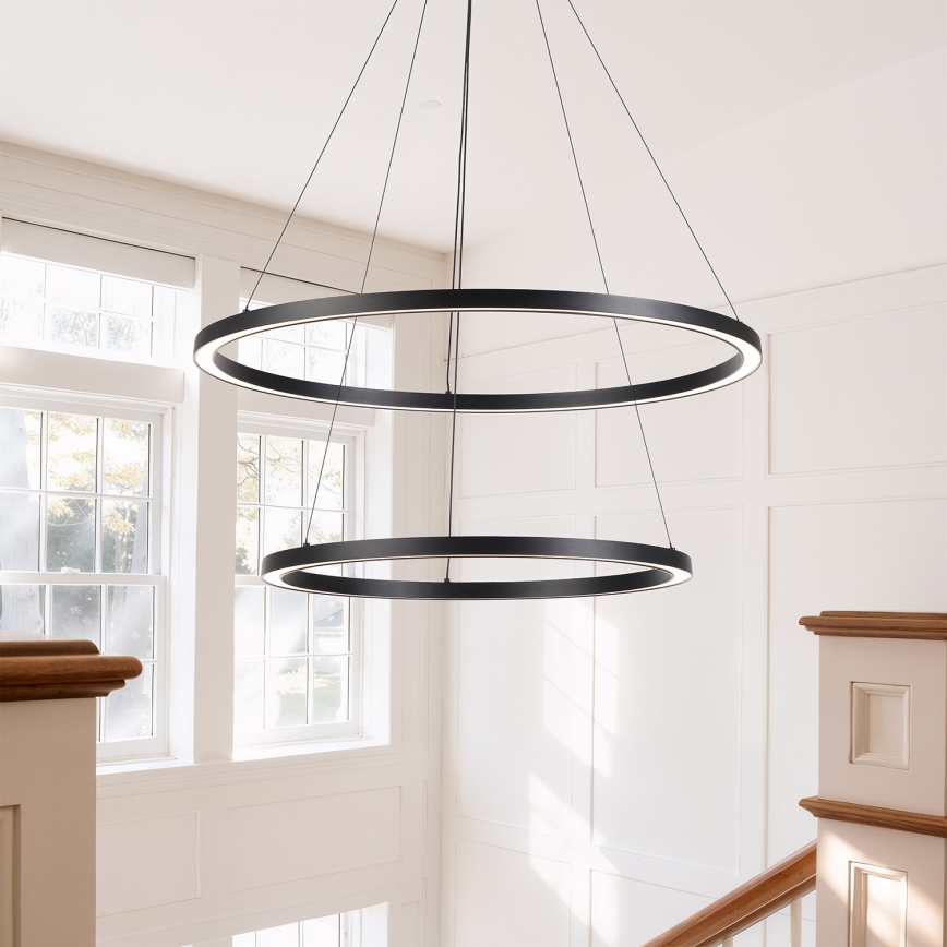 Brilagi - LED himmennettävä riippuvalaisin vaijerilla PORTOFINO LED/98W/230V 3000-6000K halkaisija 80 cm musta + kaukosäädin