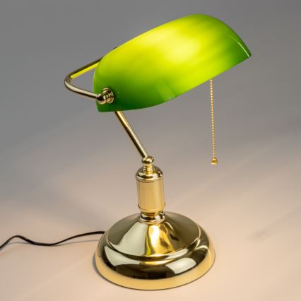 Brilagi - Pöytälamppu BANK OFFICE 1xE27/60W/230V kultainen/vihreä
