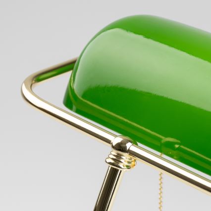 Brilagi - Pöytälamppu BANK OFFICE 1xE27/60W/230V kultainen/vihreä