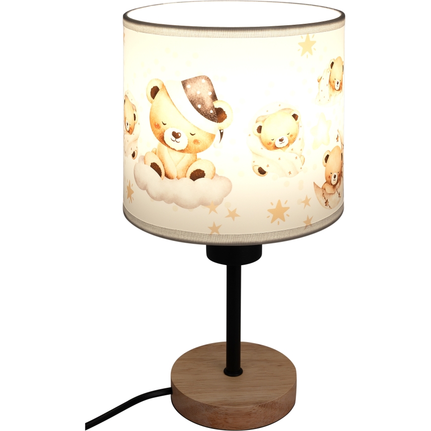 BRILAGI - Lasten pöytälamppu BOBO WOOD 1xE27/25W/230V tammi/musta/valkoinen/nallet