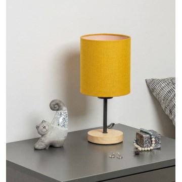 Brilagi - Pöytälamppu NUBILA WOOD 1xE27/25W/230V tammi/musta/keltainen