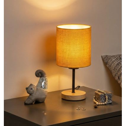 Brilagi - Pöytälamppu NUBILA WOOD 1xE27/25W/230V tammi/musta/keltainen