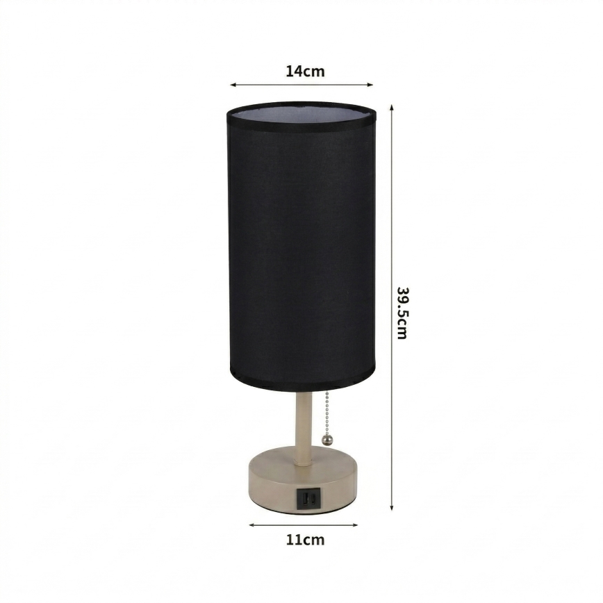 Brilagi - Pöytälamppu USB-portilla TABLON 1xE27/25W/230V beige/musta