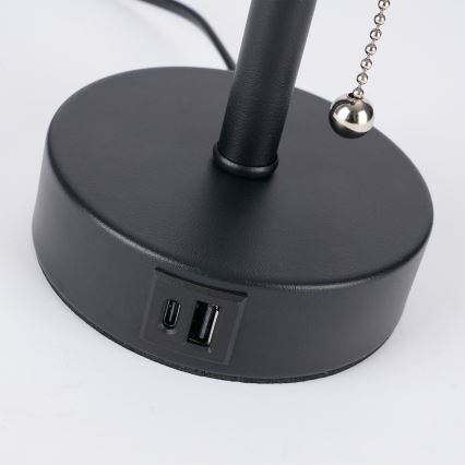 Brilagi - Pöytälamppu USB-portilla TABLON 1xE27/25W/230V musta