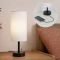 Brilagi - Pöytälamppu USB-portilla TABLON 1xE27/25W/230V musta/valkoinen