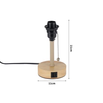 Brilagi - Pöytälamppu USB-portilla TABLON 1xE27/25W/230V tammi/beige