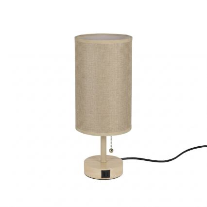 Brilagi - Pöytälamppu USB-portilla TABLON 1xE27/25W/230V tammi/beige
