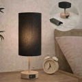 Brilagi - Pöytälamppu USB-portilla TABLON 1xE27/25W/230V tammi/beige/musta