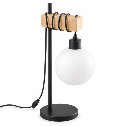 BRILAGI - Pöytälamppu WOOD GLASS 1xE27/40W/230V ruskea/musta/valkoinen