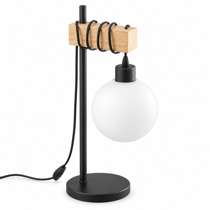 BRILAGI - Pöytälamppu WOOD GLASS 1xE27/40W/230V ruskea/musta/valkoinen
