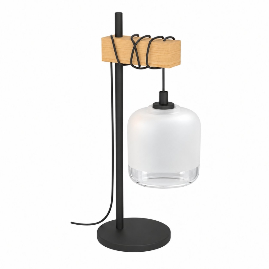 BRILAGI - Pöytälamppu WOOD GLASS 1xE27/40W/230V ruskea/musta/valkoinen