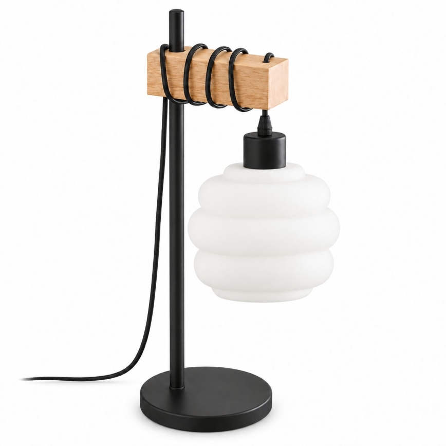 BRILAGI - Pöytälamppu WOOD GLASS 1xE27/40W/230V ruskea/musta/valkoinen