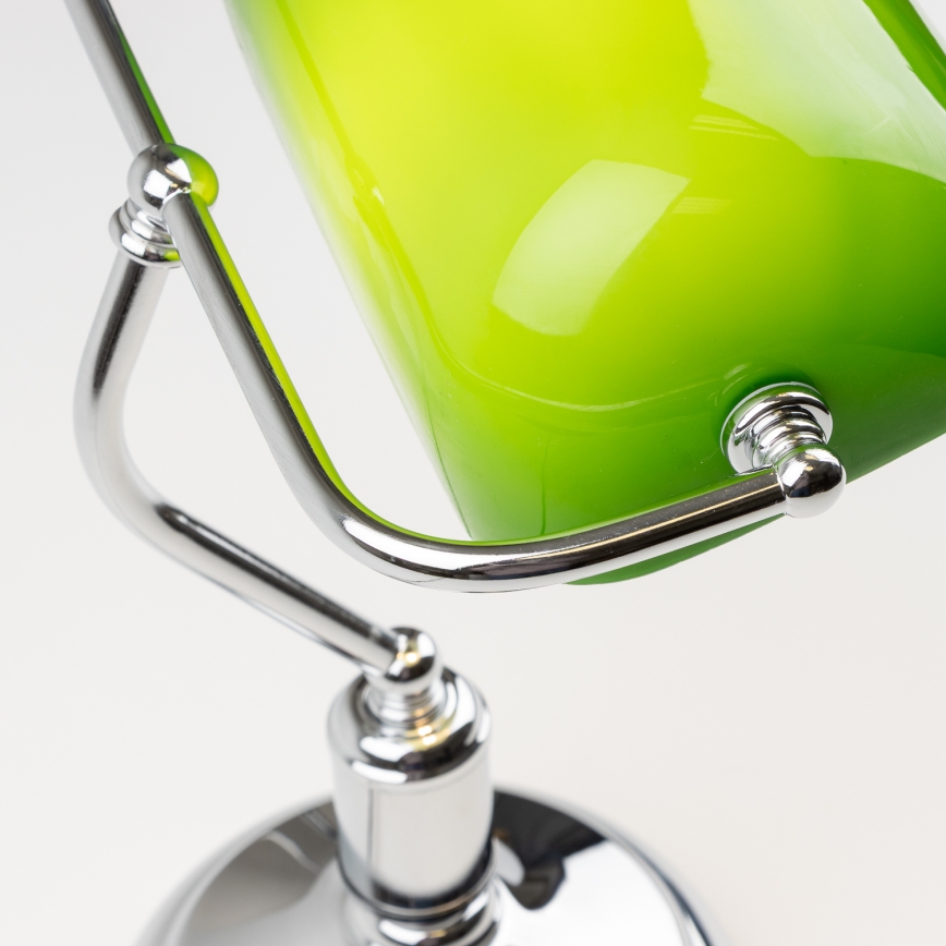 Brilagi - Pöytävalaisin BANK OFFICE 1xE27/60W/230V kiiltävä kromi/vihreä