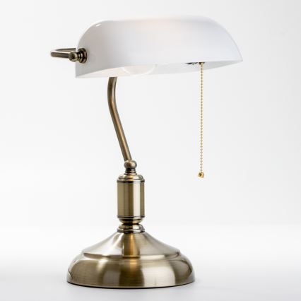 Brilagi - Pöytävalaisin BANK OFFICE 1xE27/60W/230V messinki/valkoinen