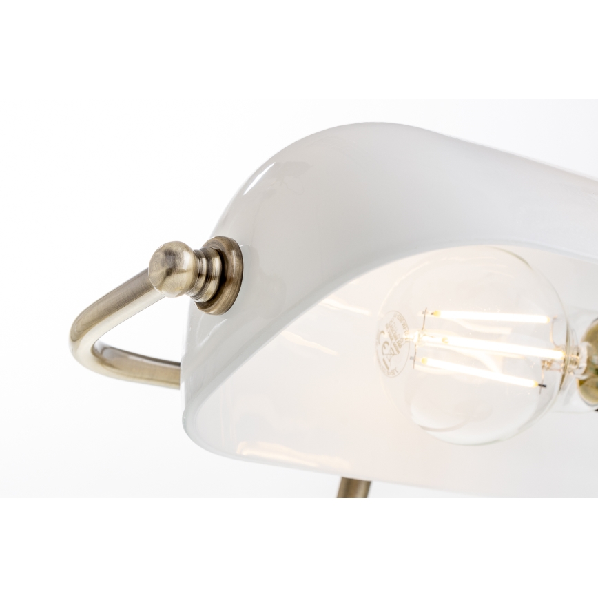 Brilagi - Pöytävalaisin BANK OFFICE 1xE27/60W/230V messinki/valkoinen