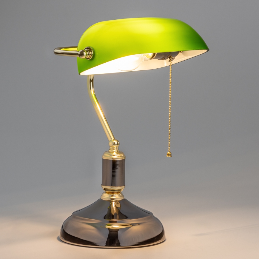 Brilagi - Pöytävalaisin BANK OFFICE 1xE27/60W/230V musta/kultainen/vihreä