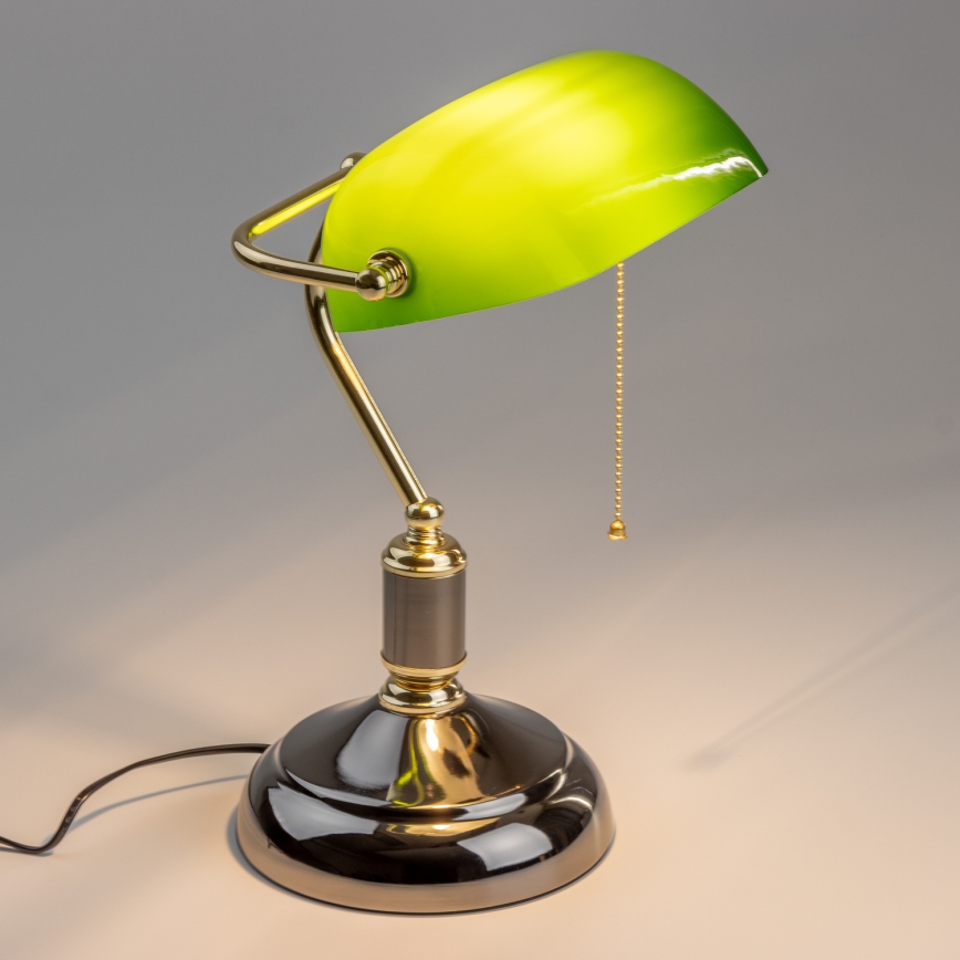 Brilagi - Pöytävalaisin BANK OFFICE 1xE27/60W/230V musta/kultainen/vihreä