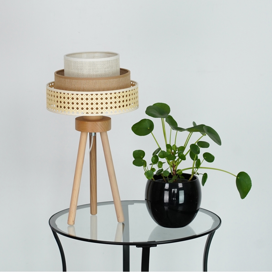 Brilagi - Pöytävalaisin CEDAR LUNETA 1xE27/15W/230V rottinki/ruskea/kerma