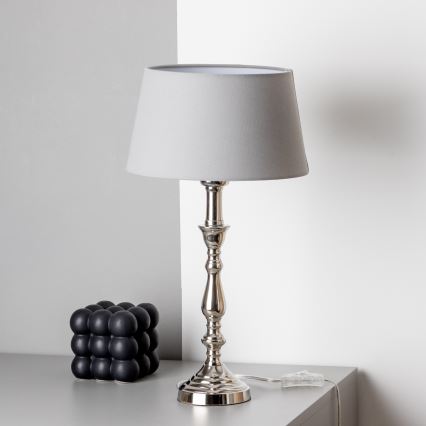 Brilagi - Pöytävalaisin CERIA 1xE27/60W/230V halkaisija 25 cm kiiltävä kromi/harmaa