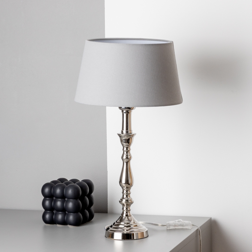 Brilagi - Pöytävalaisin CERIA 1xE27/60W/230V halkaisija 25 cm kiiltävä kromi/harmaa