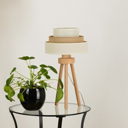 Brilagi - Pöytävalaisin DENVER LUNETA 1xE27/15W/230V beige/ruskea/kerma