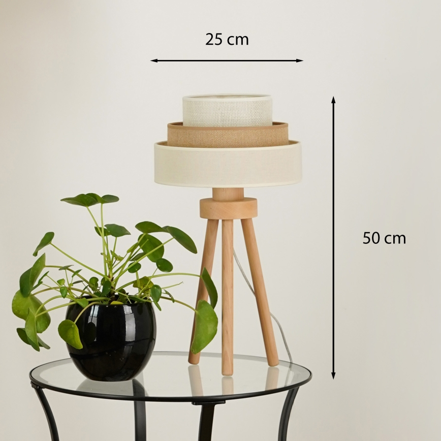 Brilagi - Pöytävalaisin DENVER LUNETA 1xE27/15W/230V beige/ruskea/kerma