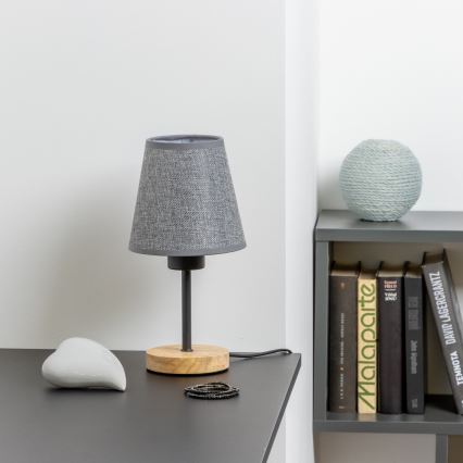 Brilagi - Pöytävalaisin NUBILA WOOD 1xE27/25W/230V tammi/harmaa