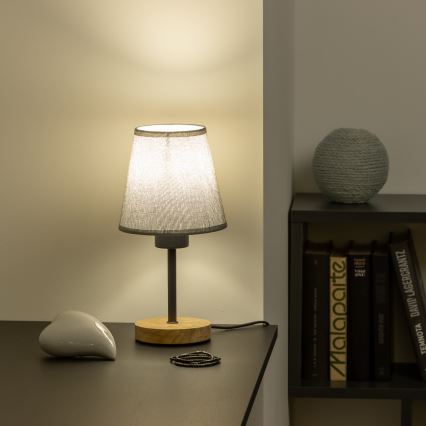 Brilagi - Pöytävalaisin NUBILA WOOD 1xE27/25W/230V tammi/harmaa