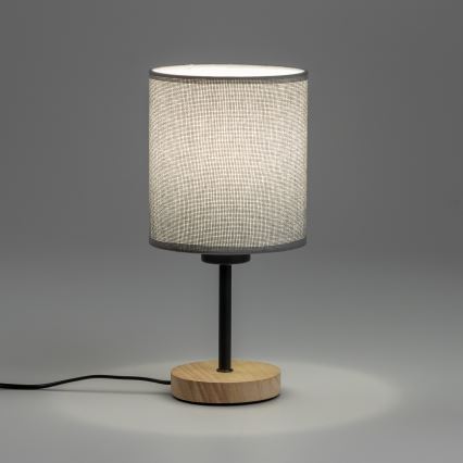 Brilagi - Pöytävalaisin NUBILA WOOD 1xE27/25W/230V tammi/harmaa