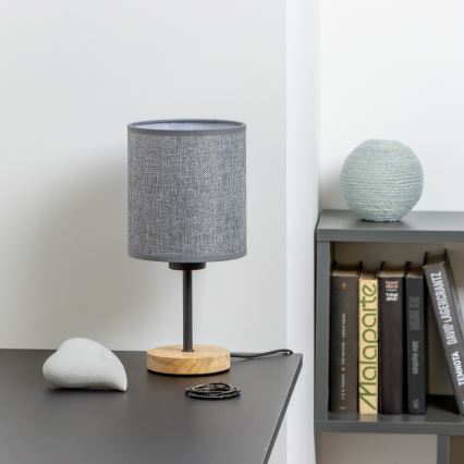 Brilagi - Pöytävalaisin NUBILA WOOD 1xE27/25W/230V tammi/harmaa