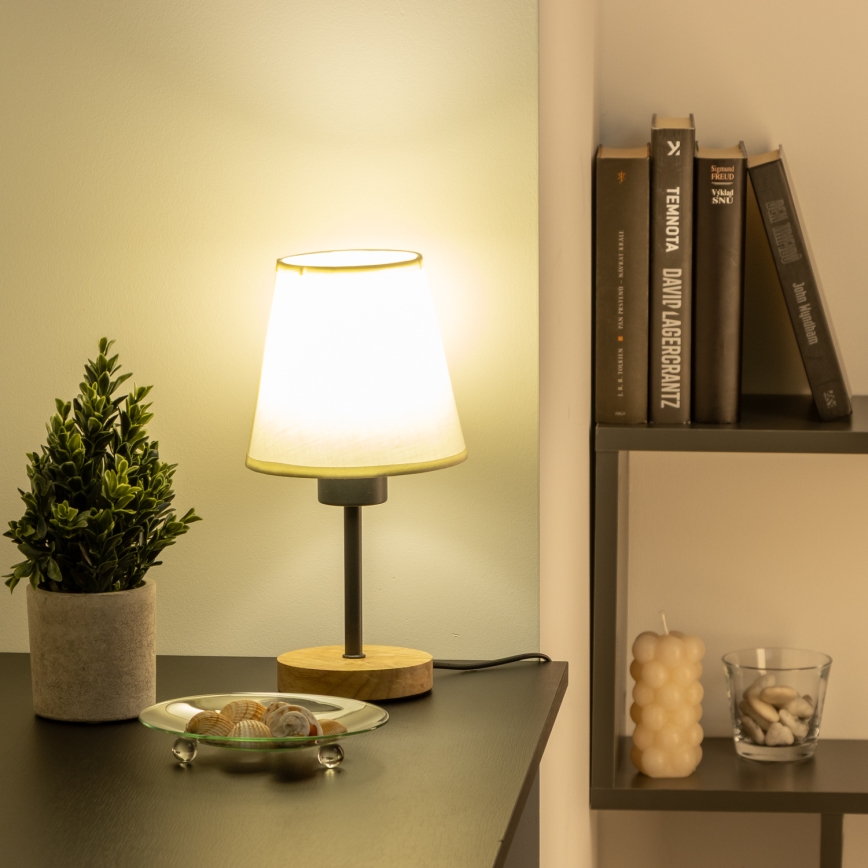 Brilagi - Pöytävalaisin NUBILA WOOD 1xE27/25W/230V tammi/kerma