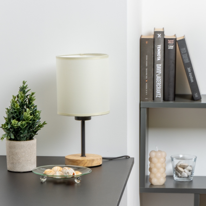 Brilagi - Pöytävalaisin NUBILA WOOD 1xE27/25W/230V tammi/musta/kerma