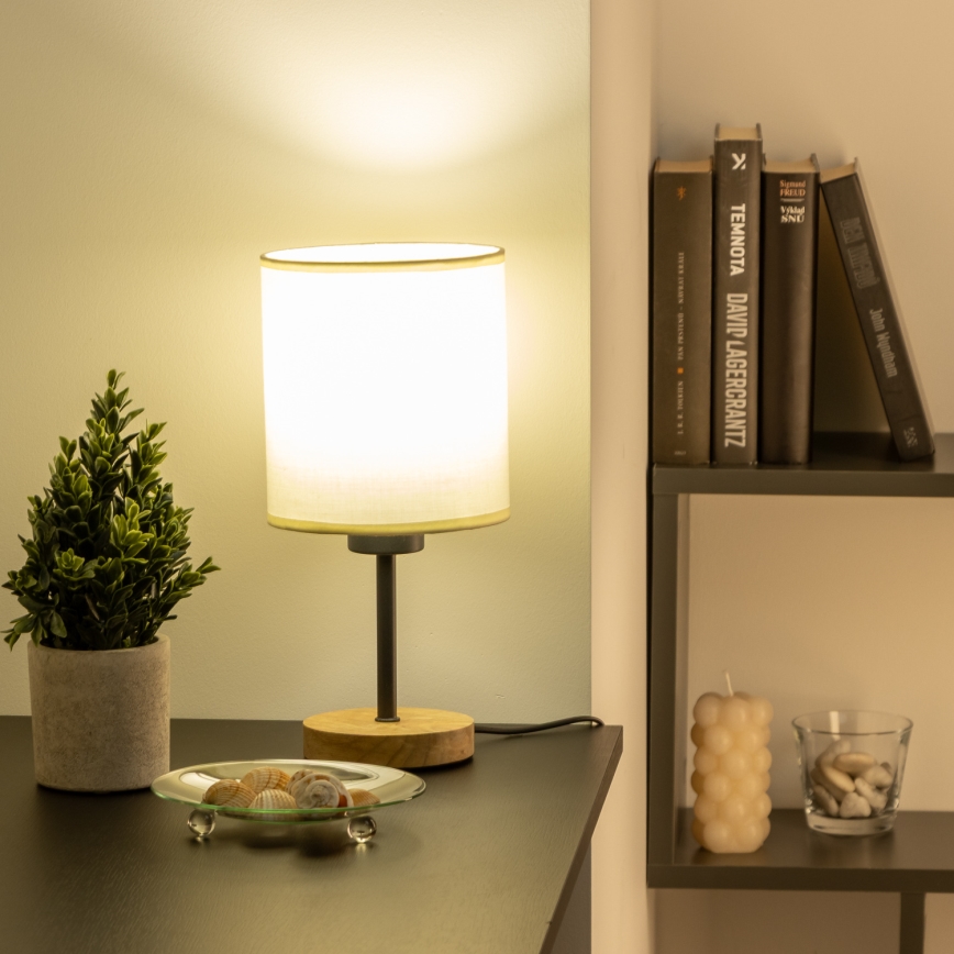 Brilagi - Pöytävalaisin NUBILA WOOD 1xE27/25W/230V tammi/musta/kerma