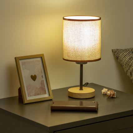 Brilagi - Pöytävalaisin NUBILA WOOD 1xE27/25W/230V tammi/ruskea