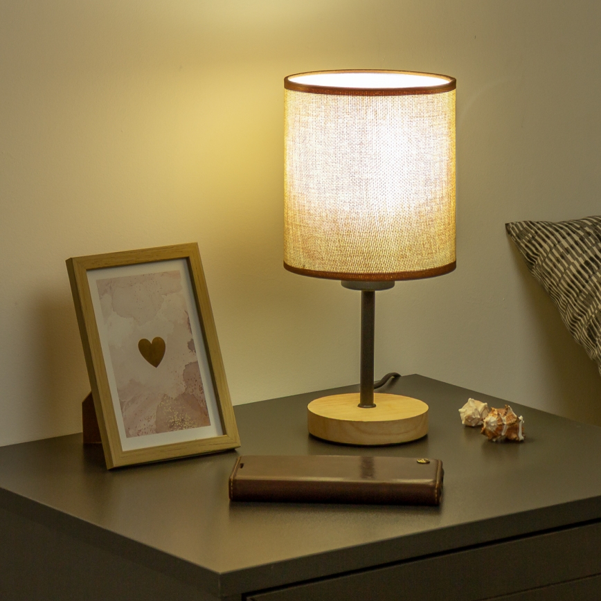 Brilagi - Pöytävalaisin NUBILA WOOD 1xE27/25W/230V tammi/ruskea