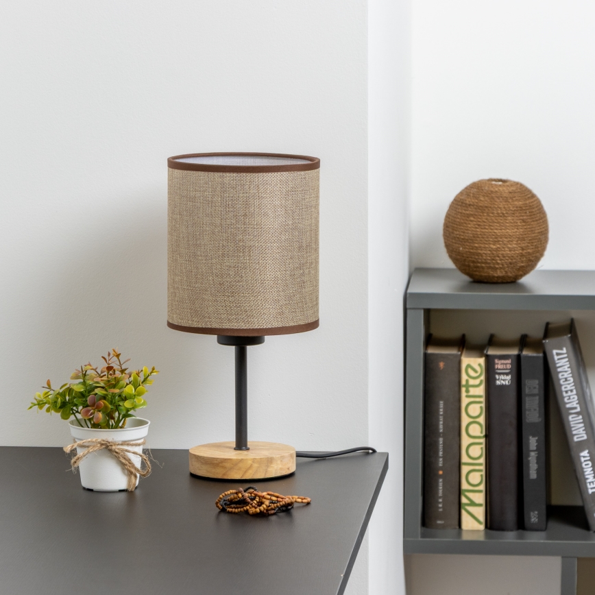 Brilagi - Pöytävalaisin NUBILA WOOD 1xE27/25W/230V tammi/ruskea